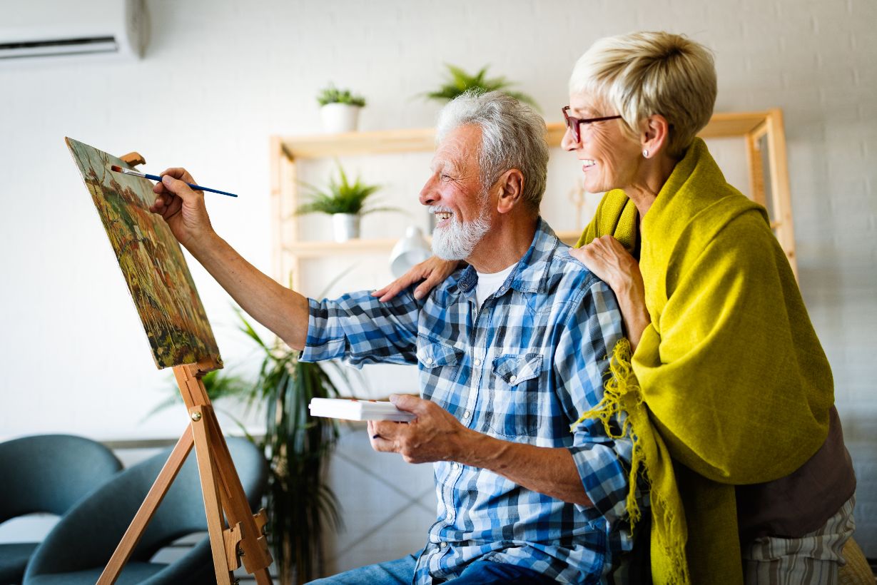 Artistic Senior Couple Painting