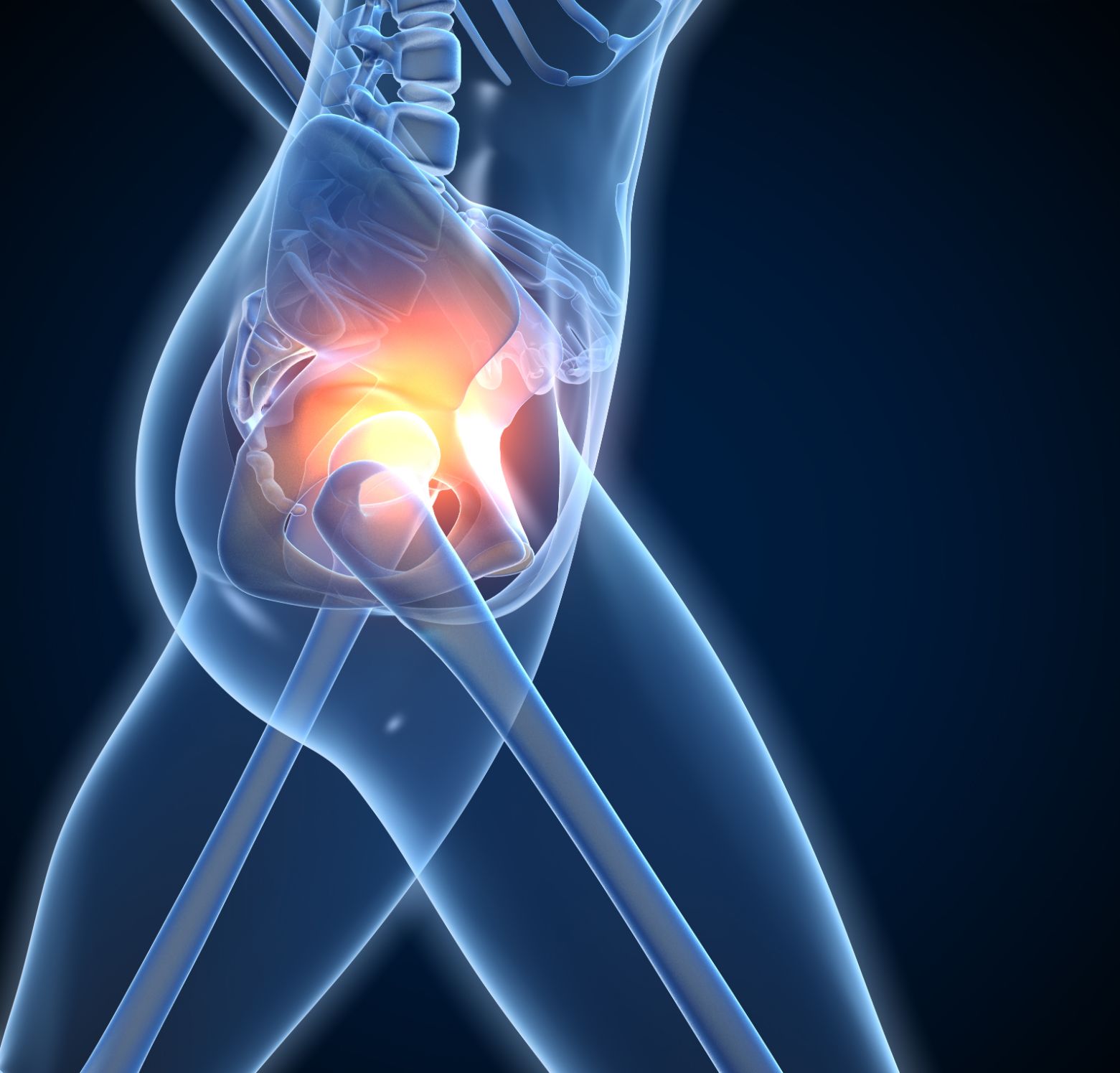 Transparent body with pain point on hips